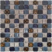 Grey/Blue Glass Mix Marble Mosaic 1 | Young Interiors Flooring Center