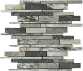 Grey/Green/Beige Mix Stone Baguette Interlocking Mosaic | Young Interiors Flooring Center