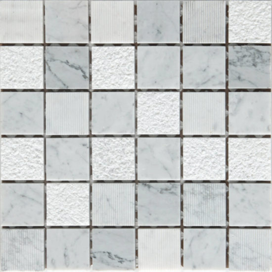 Grey/White Marble Sand Blasted Honed Mix Finish 2"x2" | Young Interiors Flooring Center