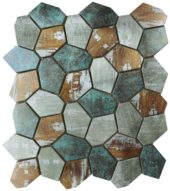 Hexagon Aluminum Mix Green Grey Beige 11.4"x12.2" | Young Interiors Flooring Center