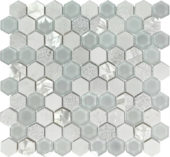 Hexagon Glass Marble & Mother Pearl White Mix Mosaic | Young Interiors Flooring Center