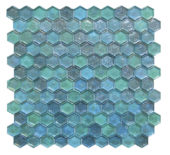 Hexagon Mix Blue Glass Mosaic | Young Interiors Flooring Center