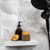 Iced Pewter Shower Shelf 14.56x7.12x2 | Young Interiors Flooring Center