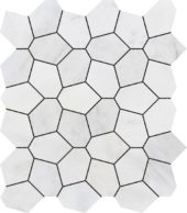 Irregular Hexagon White Grey Marble | Young Interiors Flooring Center