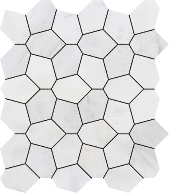 Irregular Hexagon White Grey Marble