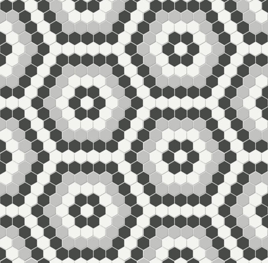 Midnight Blend Matte Hexagon Pattern Mosaic | Young Interiors Flooring Center