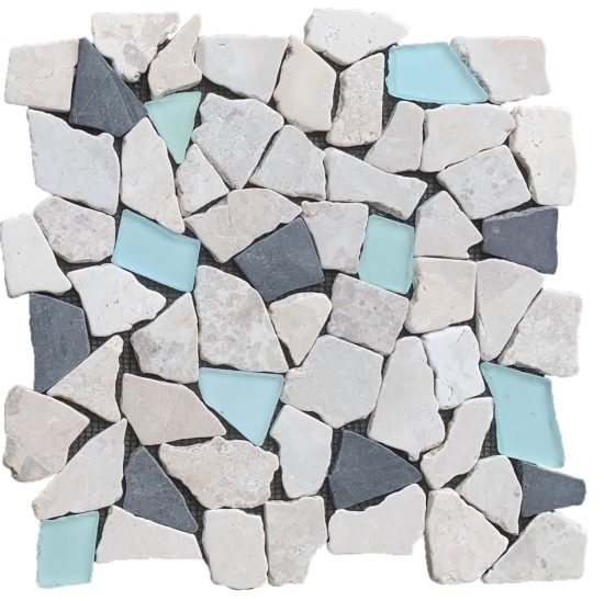 Mini Opus Beige Grey Marble Mix & Green Glass | Young Interiors Flooring Center
