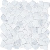 Mini Opus Matte White Grey Marble Stone Interlocking | Young Interiors Flooring Center