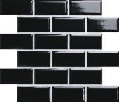 Mini Subway Black Glazed Porcelain Interlocking Mosaic 2"X4" | Young Interiors Flooring Center