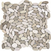 Mix White/Beige Sliced Matte Pebble Interlocking Mosaic | Young Interiors Flooring Center