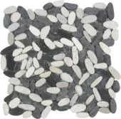 Mix White/Black Sliced Matte Pebble Interlocking Mosaic | Young Interiors Flooring Center