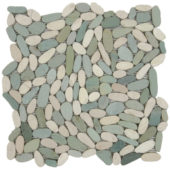 Mix White/Green Sliced Matte Pebble Interlocking Mosaic | Young Interiors Flooring Center