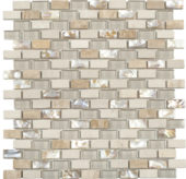Mother Of Pearl Glass Marble Beige/White Mix Brick | Young Interiors Flooring Center