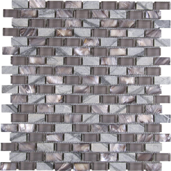 Mother Of Pearl Glass Marble Taupe Grey Mix Brick Mosaic | Young Interiors Flooring Center