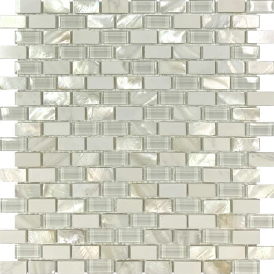 Mother Of Pearl Glass Marble White Mix Brick Mosaic | Young Interiors Flooring Center