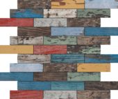 Multicolor Wood 1.1"x4" Glazed Ceramic Mosaic | Young Interiors Flooring Center