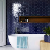 Ronda 5.5X6.3” Cobalt Hexagon | Young Interiors Flooring Center