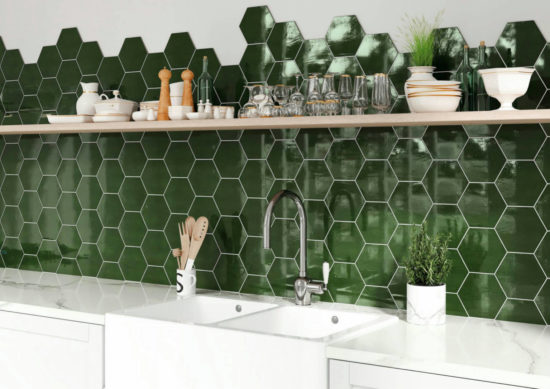 Ronda 5.5X6.3” Green Hexagon | Young Interiors Flooring Center
