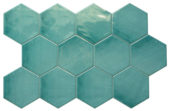 Ronda 5.5X6.3” Teal Hexagon | Young Interiors Flooring Center