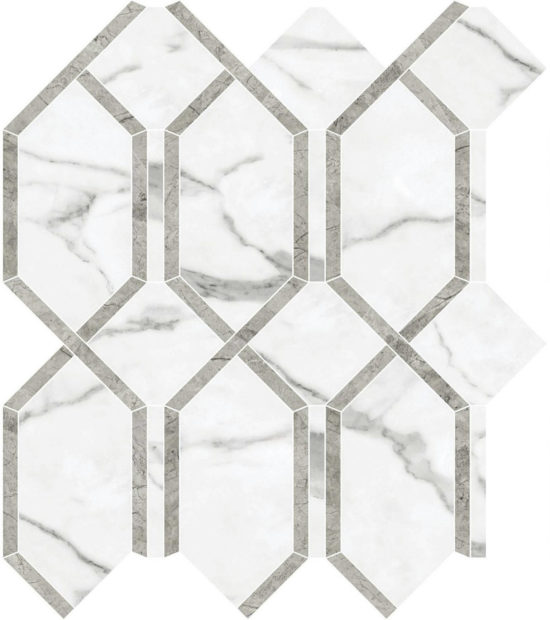 Statuario Venezia Polished Modella Mosaic | Young Interiors Flooring Center