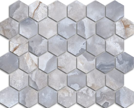 Treasure Blue Dream Onyx 2x2 Polished Hexagon Mosaic | Young Interiors Flooring Center