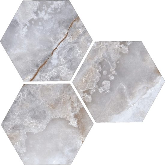 Treasure Blue Dream Onyx 6" Carved Hexagon | Young Interiors Flooring Center