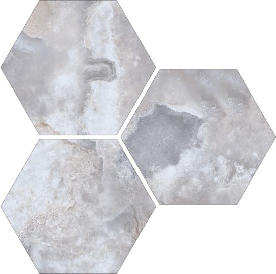 Treasure Blue Dream Onyx 6" Carved Hexagon | Young Interiors Flooring Center