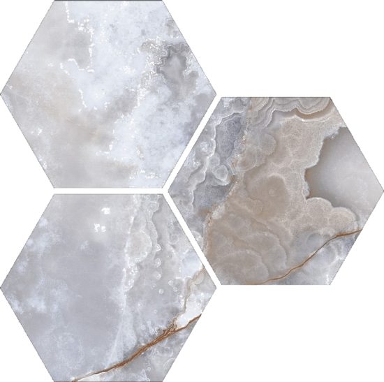 Treasure Blue Dream Onyx 6" Carved Hexagon | Young Interiors Flooring Center