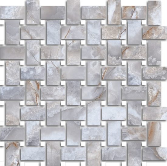 Treasure Blue Dream Onyx Polished Basketweave Mosaic | Young Interiors Flooring Center