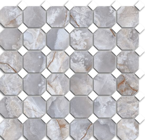 Treasure Blue Dream Onyx Polished Octagon/Dot Mosaic | Young Interiors Flooring Center