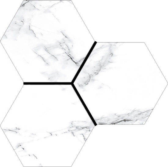 Treasure Ice White Marble 6" Carved Hexagon | Young Interiors Flooring Center