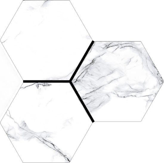 Treasure Ice White Marble 6" Carved Hexagon | Young Interiors Flooring Center