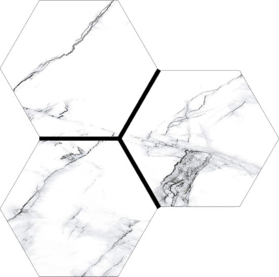 Treasure Ice White Marble 6" Carved Hexagon | Young Interiors Flooring Center