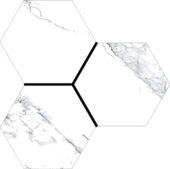 Treasure Ice White Marble 6" Carved Hexagon | Young Interiors Flooring Center