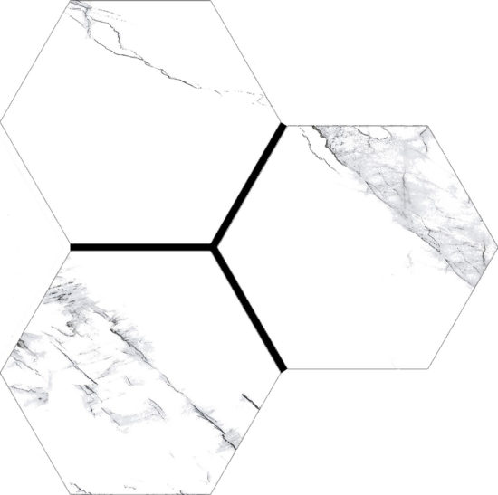 Treasure Ice White Marble 6" Carved Hexagon | Young Interiors Flooring Center