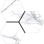 Treasure Ice White Marble 6" Carved Hexagon | Young Interiors Flooring Center