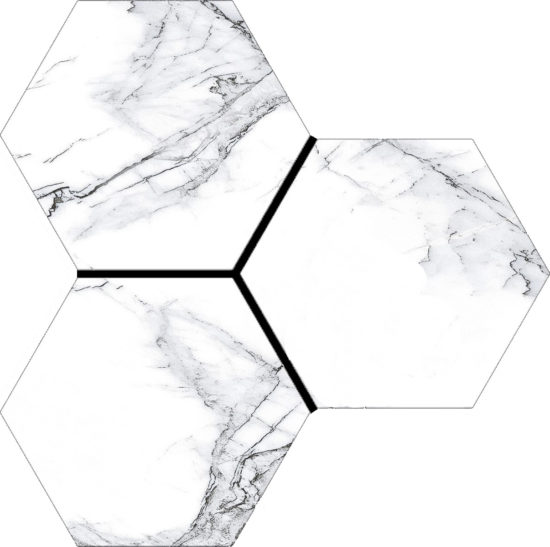 Treasure Ice White Marble 6" Carved Hexagon | Young Interiors Flooring Center