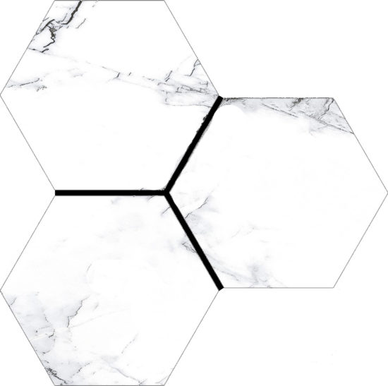 Treasure Ice White Marble 6" Carved Hexagon | Young Interiors Flooring Center