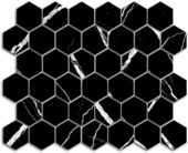 Treasure Midnight Nero 2x2 Carved Matte Hexagon Mosaic | Young Interiors Flooring Center
