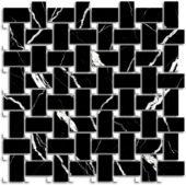 Treasure Midnight Nero Polished Basketweave Mosaic | Young Interiors Flooring Center