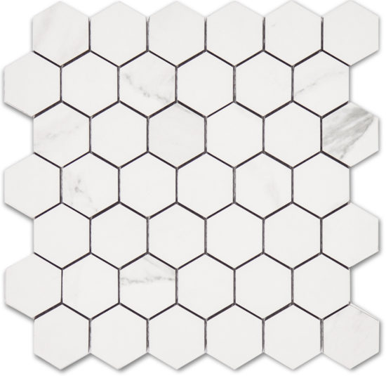 Treasure Statuario 2x2 Polished Hexagon Mosaic | Young Interiors Flooring Center