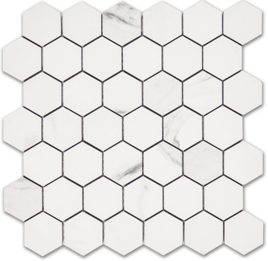 Treasure Statuario 2x2 Polished Hexagon Mosaic | Young Interiors Flooring Center