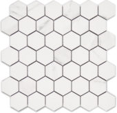 Treasure Statuario 2x2 Polished Hexagon Mosaic | Young Interiors Flooring Center