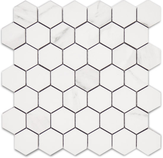 Treasure Statuario 2x2 Polished Hexagon Mosaic | Young Interiors Flooring Center
