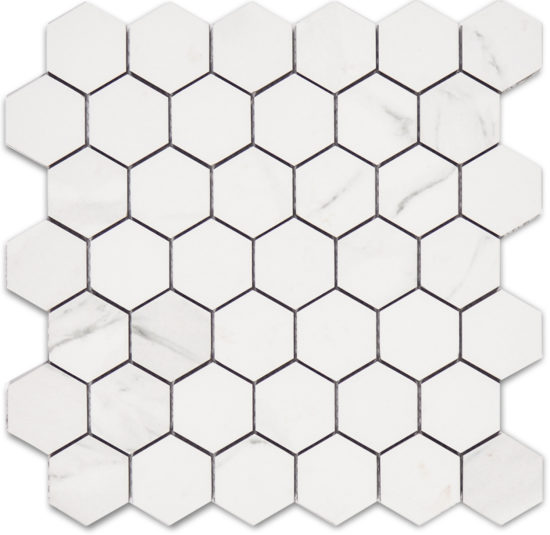 Treasure Statuario 2x2 Polished Hexagon Mosaic | Young Interiors Flooring Center