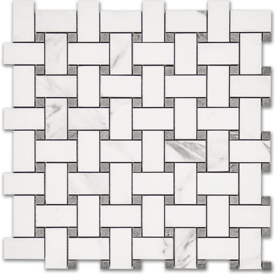 Treasure Statuario Polished Basketweave Mosaic | Young Interiors Flooring Center