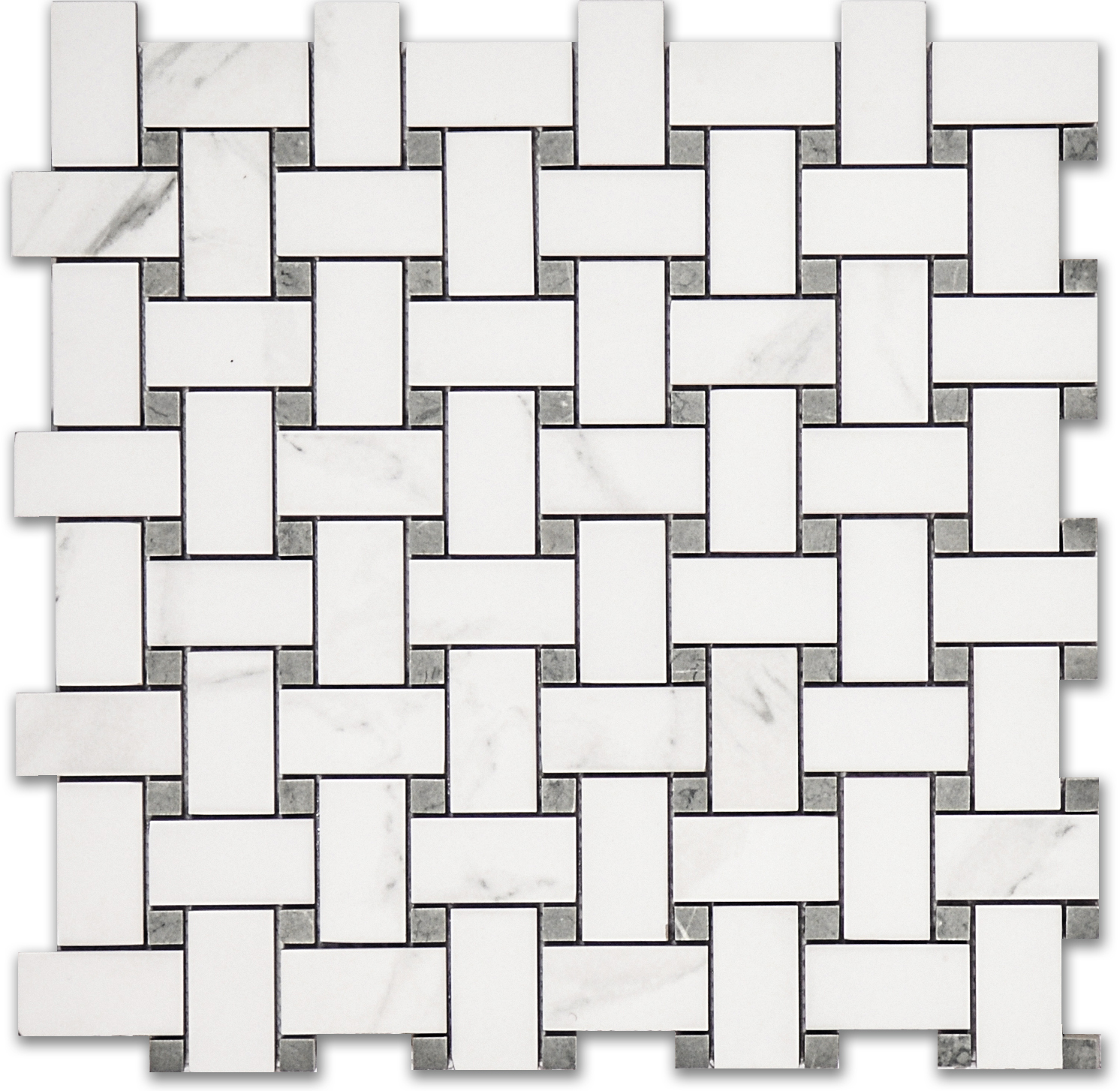 Treasure Statuario Polished Basketweave Mosaic | Young Interiors Flooring Center