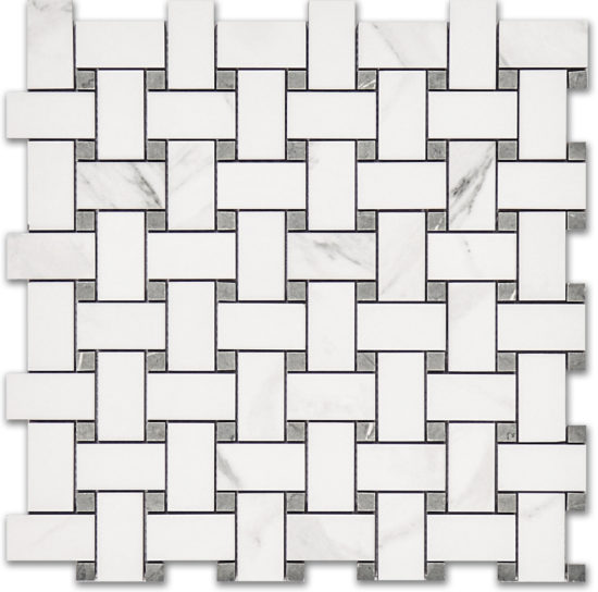 Treasure Statuario Polished Basketweave Mosaic | Young Interiors Flooring Center