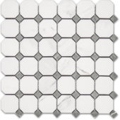 Treasure Statuario Polished Octagon/Dot Mosaic | Young Interiors Flooring Center