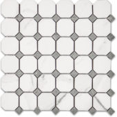 Treasure Statuario Polished Octagon/Dot Mosaic | Young Interiors Flooring Center